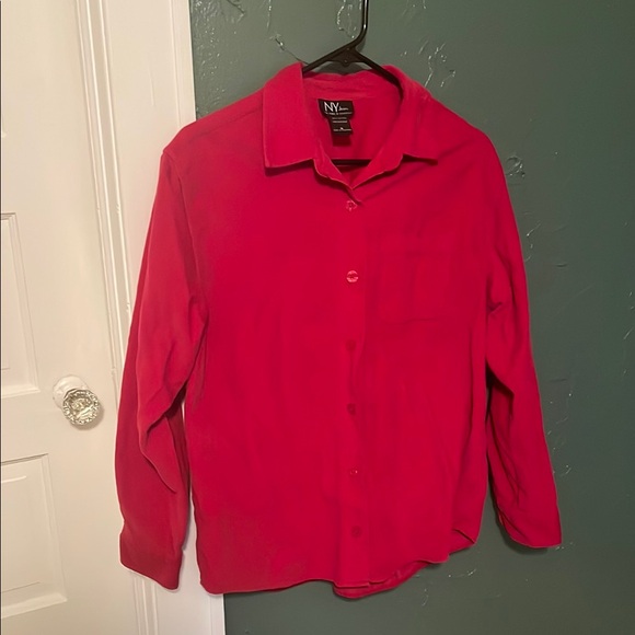 NY Jeans Red Corduroy Button-Up Shirt - Picture 1 of 4